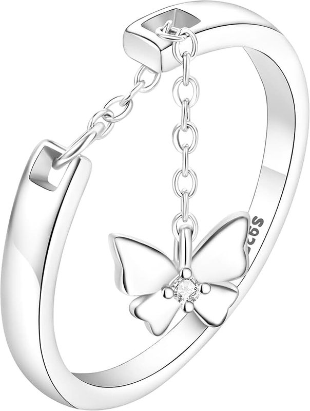 NUJIFFY NUJIFFY Rings for Women, 925 Sterling Silver 18k Gold Plated Rings, Adjustable Promise Open Crystal Ring for Women Men Couple Girl Teen Wedding Engagement Jewelry Gifts