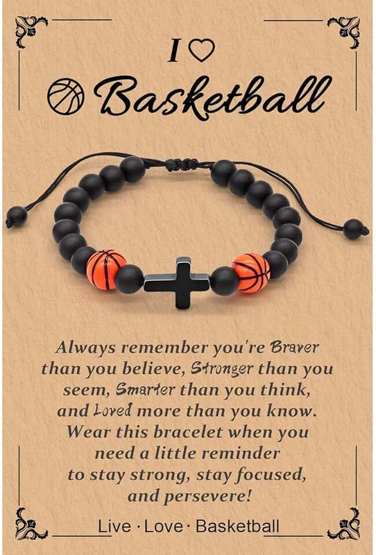 Pleituuiy Gifts for Teen Boys, Basketball Soccer Baseball Bracelet Gifts for Boys Players Team Son Grandson Nephew Friend, Graduation Birthday Gifts for Teen Boys