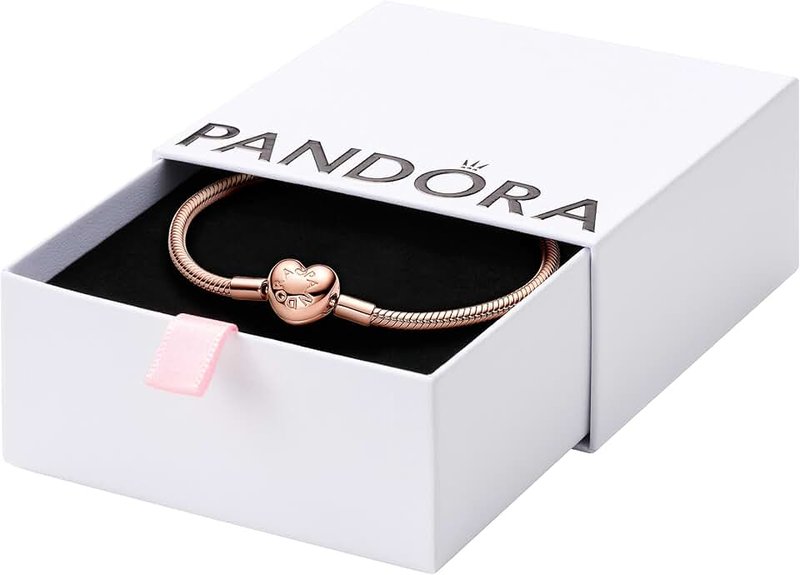 PANDORA Heart Clasp Snake Chain Bracelet - Compatible Moments Charms - Gift for Her Shine - With Gift Box