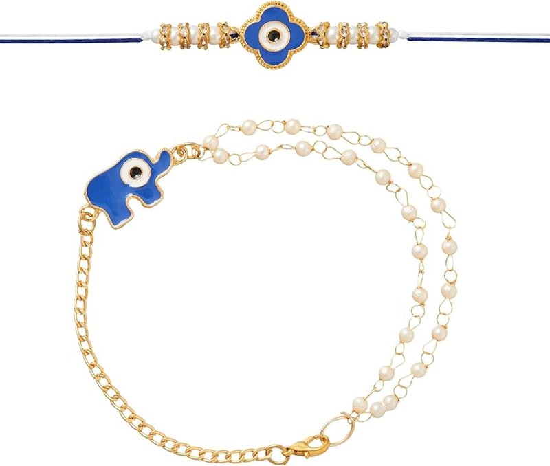 Eximious India Eximious India Evil Eye Rakhi For Brother and Bhabhi Traditional Lumba Designer Fancy Bracelet on Rakshabandhan Traditional