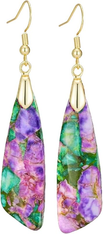 Plumiss Plumiss Women Natural Stone Earrings Unique Healing Gemstone Energy Hypoallergenic Lightweight Dangle Drop Earrings Multiple Styles Earrings Jewelry for Birthday Party Gift