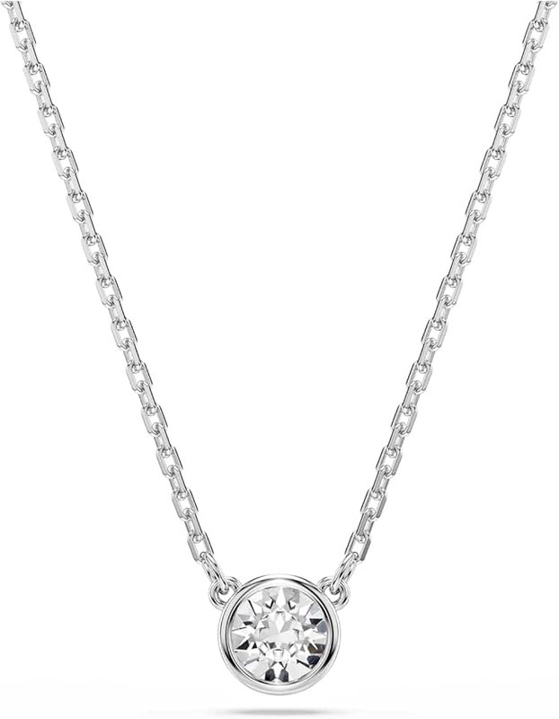 Swarovski Imber Pendant and Necklace Collection, White Round Cut Crystals in a Rhodium or Gold-Tone Plated Setting