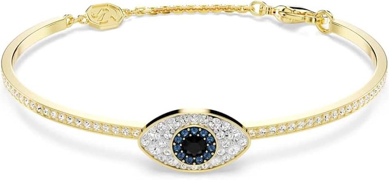Swarovski Symbolica Bangle and Bracelet Collection, Evil Eye, Blue and White Crystals in a Rose Gold-Tone or Gold-Tone Plated Setting