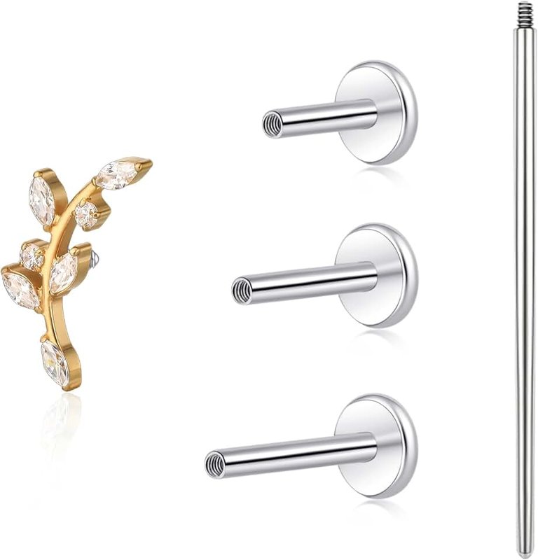 limerencia F136 Titanium Hypoallergenic Piercing Jewelry 18G 6mm 8mm 10mm Flat Back Earring Internally Threaded Implant Grade Climber Stud Crawler Earring For Cartilage,Tragus,Helix,Conch,Nose,Lip(1pc)