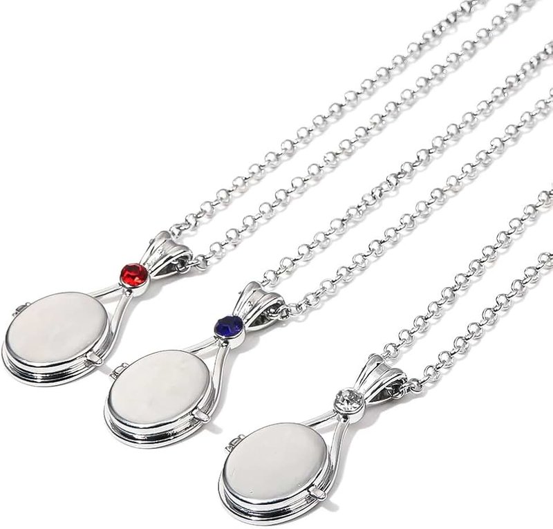 YASHANG Mermaid Locket Necklace Silver Stainless Steel H2O Locket Jewelry Necklaces Gift for Women Girls 3 Pieces Metal