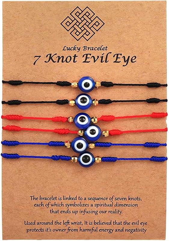 OPIURVY Pack of 6 Evil Eye Bracelets, Blue Evil Eye Red Rope Bracelet, Turkish Eye Bracelet, Lucky Bracelet, Handmade, Adjustable, Protection Against the Evil Eye, Kabbalah Luck Men's Bracelet Lucky Bracelet