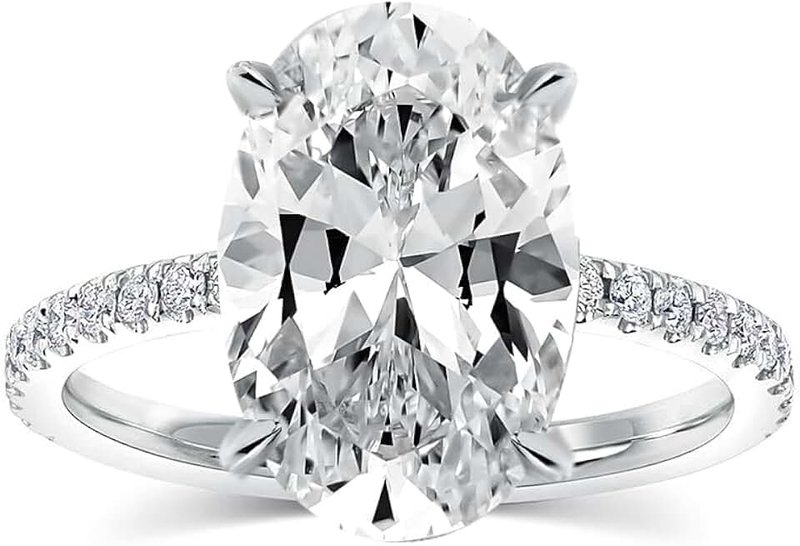 Effinny 3.5ct Elongated Oval Cut Engagement Ring,No Tarnish Yellow Gold Plated 925 Sterling Silver Simulated Diamond Promise Ring
