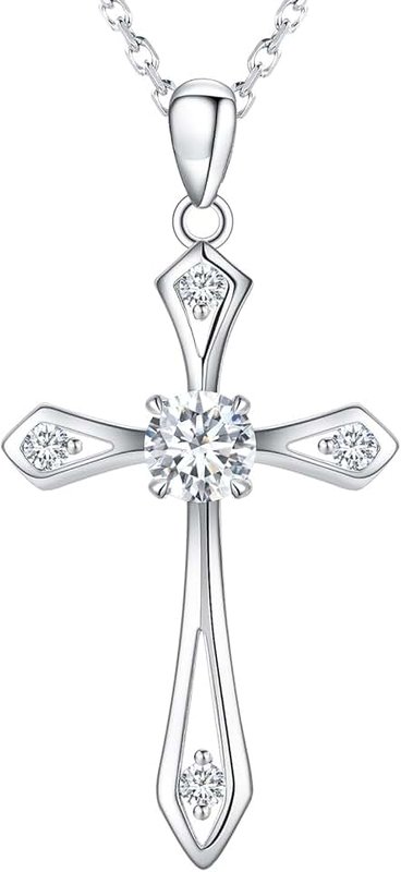 QUALISE Sterling Silver Heart Infinity Cross Pendant Necklace for Women,Moonstone Cross,First Communion Cross Necklace for Christmas Valentines Day Gifts Birthday Holiday Gifts for Her