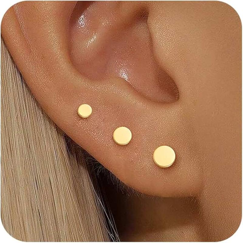 ZNBOH 3 Pairs 14k Gold Stud Earrings for Women Hypoallergenic 925 Sterling Silver Dainty Silver Cartilage Tragus Earrings Stacks Set Trendy Small Diamond Heart Multiple Piercing Jewelry for Men