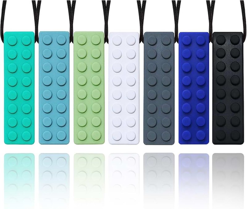 Chew Necklaces for Sensory Kids, 7 Pack Chewy Necklace Sensory Toys for Kids with Autism, Anxiety, ADHD, SPD, Silicone Chew Toys for Boys Girls Adults Chewing Biting Fidgeting