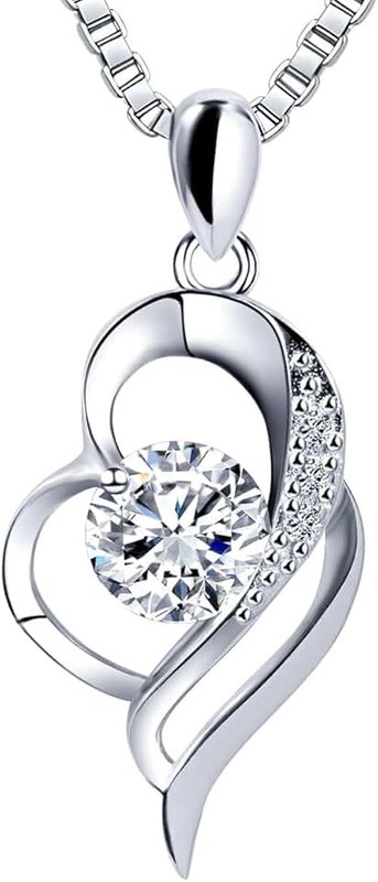 KAVAGOBO Moissanite Necklace, Women's Diamond Necklace, 'I LOVE YOU' Heart Pendant Necklace, 1-3 Carat Moissanite Pendant, 925 Sterling Silver Electroplated With 18k Gold Necklace, The Best Gift for