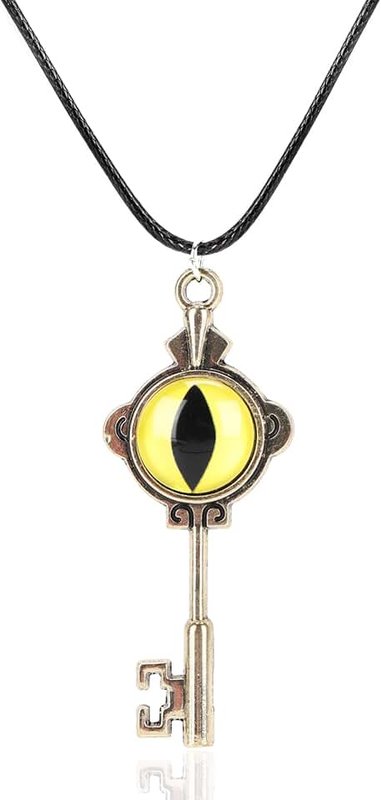 Axlksia The Owl House Key Necklace, The Owl House Merch Gifts for Woman, Alloy, Synthetic Leather, bronze