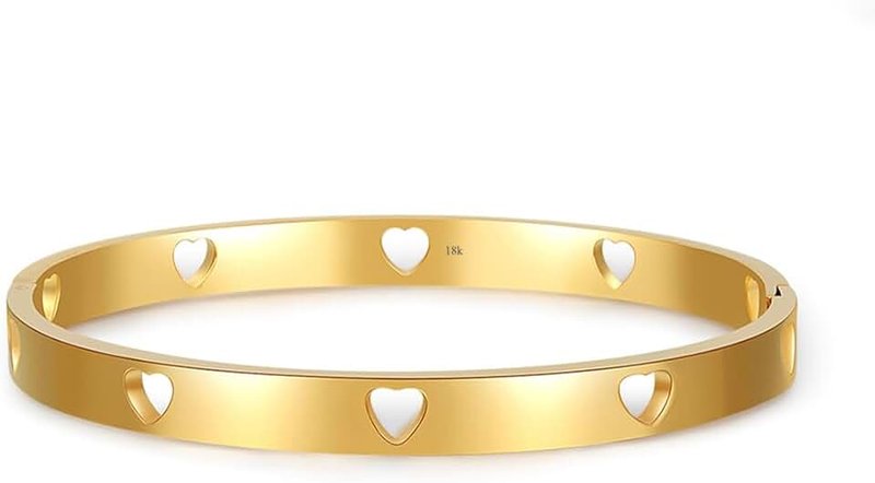 Cryinsun Baby Infant Toddler Kids Girls Heart Bangle Bracelet, Gold Silver Rose Gold 3 Colors 316L Stainless Steel Cuff Bracelets With Heart Shape,Jewelry Gifts For Birthday