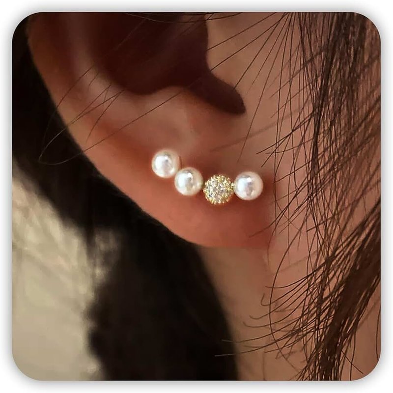 SmileBelle Pearl Earrings For Women, Ear Climbers Earrings For Women White Flower Drop Jewelry, Freshwater Pearl Bridal Jewelry As Summer Tassel Accessories for Wedding Gifts
