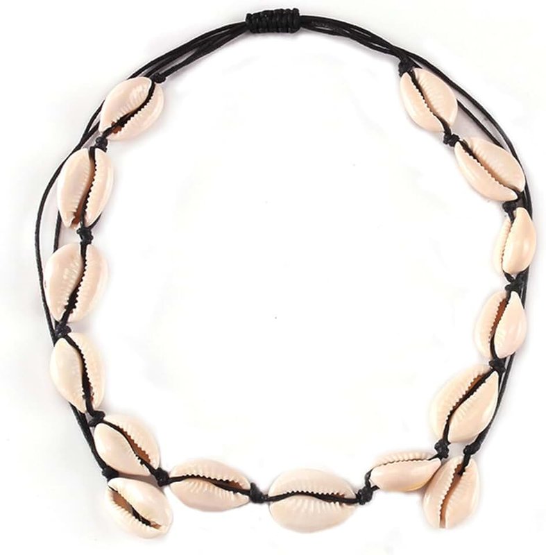 Dreuyet Puka Shell Necklace for Men Women Bohemian Handmade Natural White Colorful Irregular Shell Choker Necklace Adjustable Seashell Necklace Cowrie Hawaiian Summer Beach Boho Jewelry Gifts