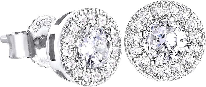 KRKCLIFE Stud Earrings for Women Men, 14K/White Gold Iced Out Earrings, S925 Silver Sterling Hypoallergenic, 5A CZ Stones Womens' Mens' Jewelry Earring