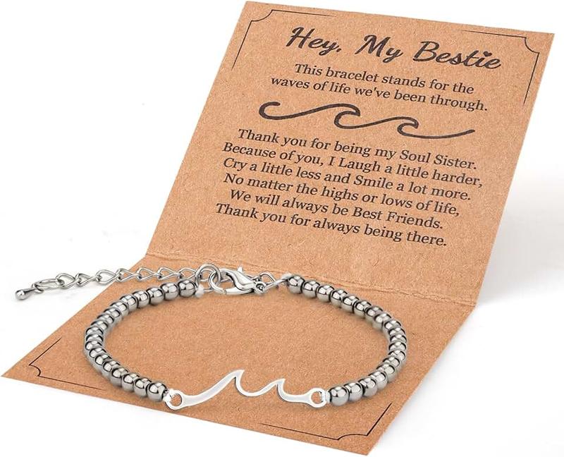 Mikovivi Best Friend Bracelet, Gift for Friends Female Wave Friendship Bracelet Jewelry Meaningful Gifts for Women Best Friends Besties Sister Birthday Christmas Valentines Day Graduation Gift,