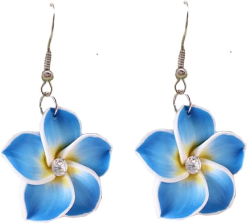 Yocoyee Hawaiian Plumeria Rubra Earrings Necklace Set Bohemia Tropical Flower Dangle Earrings Luau Beach Party Accessories for Women Jewelry