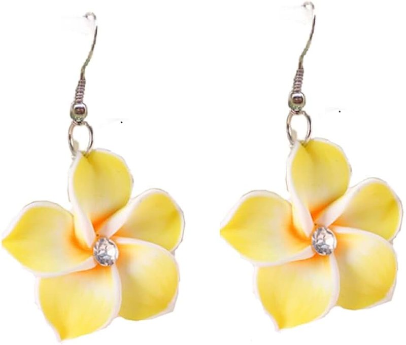 Yocoyee Hawaiian Plumeria Rubra Earrings Necklace Set Bohemia Tropical Flower Dangle Earrings Luau Beach Party Accessories for Women Jewelry