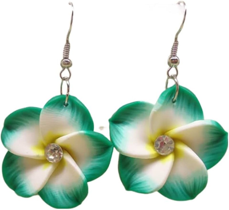 Yocoyee Hawaiian Plumeria Rubra Earrings Necklace Set Bohemia Tropical Flower Dangle Earrings Luau Beach Party Accessories for Women Jewelry