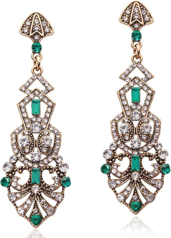 Coucoland 1920s Flapper Earrings Roaring 20s Great Gatsby Rhinestone Earrings