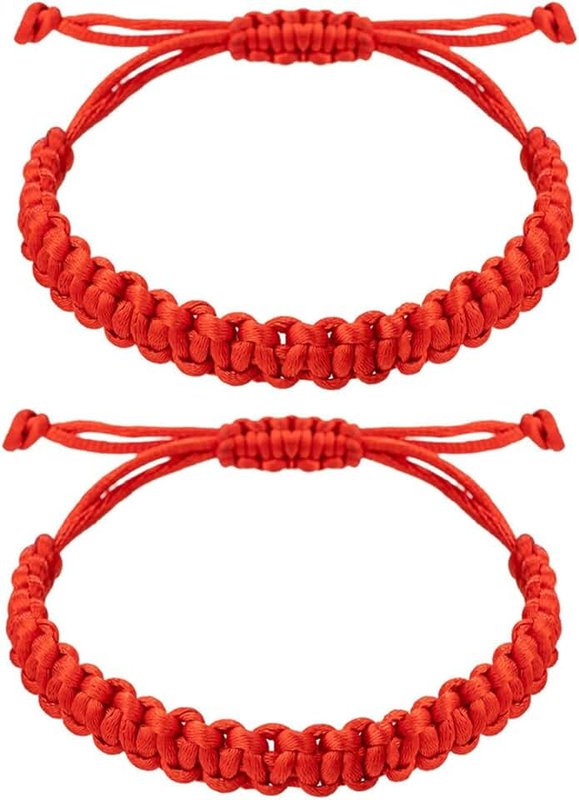 fytease 2PCS String Bracelets for Women Men Handmade Red Black Buddhist Tibetan Woven Rope Bracelet for Protection and Luck Friendship Bracelet