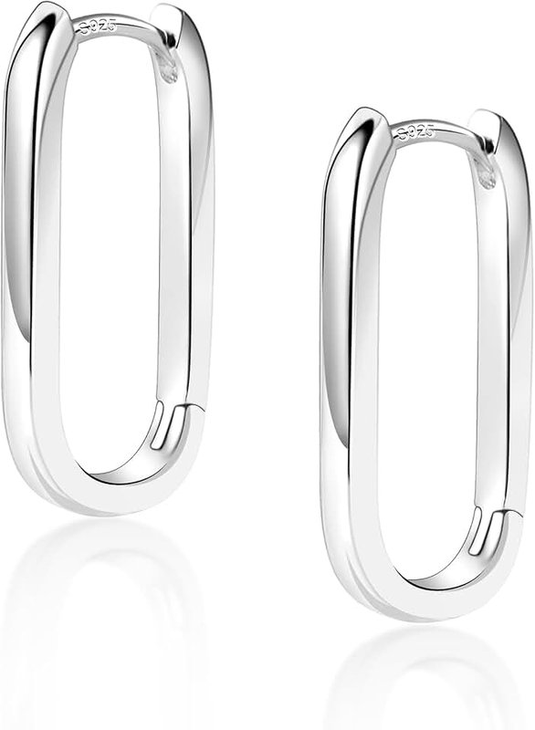 ALEXCRAFT 925 Sterling Silver Small Hoop Earrings for Women Small Square Hypoallergenic 14K Gold Plated Hoop Earrings Geometric Minimalist Rectangle Hoops for Women Trendy