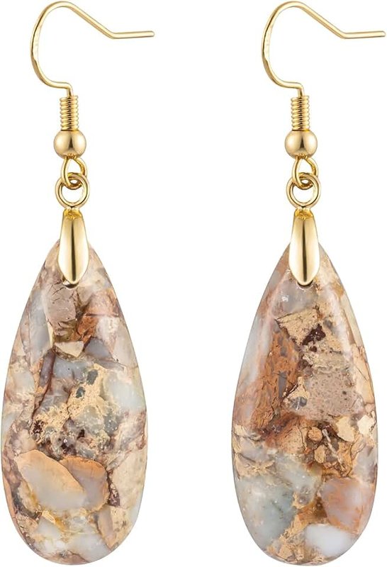 HAISWET Stone Drop Earrings for Women Teardrop Created Imperial Jasper Dangle Drop Earrings