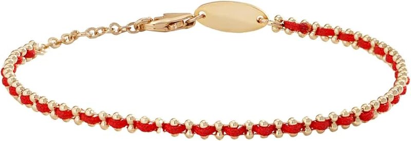 LEGENSTAR Gold Bracelet for Women 18K Gold Dainty Plated Lucky Bracelet for Women Handmade String Interwoven with Gold Chain Adjustable Length Simple Gold Bracelet Fashion Accessory