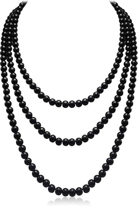 FANCHENGFAN Faux Pearl Necklaces,Women Long Pearl Necklace Costume Jewelry,Pearl Necklace Vintage Multi Strands Necklace,Layered Pendant Pearls Jewelry Pearl Necklaces,White Pearl Costume Necklace