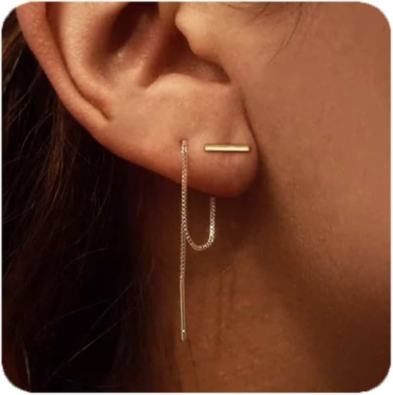 fersltily Gold Chain Earrings for Women Threader Dangling Earrings Gold Tassel Dangle Earrings Hypoallergenic Statement Earrings Jewelry for Women