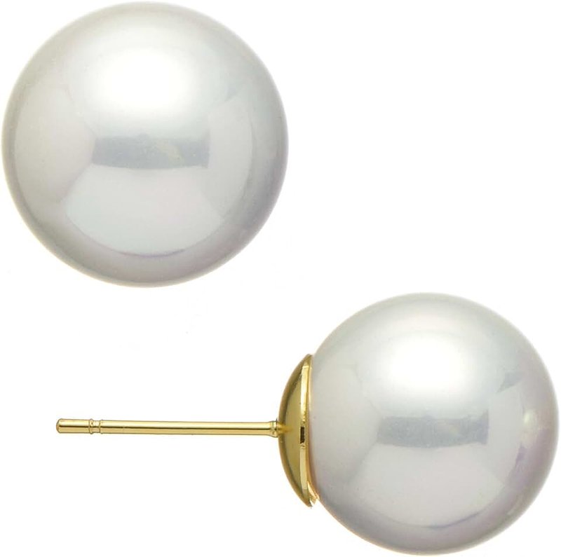 ZLP Oversized Simulated Pearl Earrings for Women - 14/12/10mm Classic Strong Light Pearl Stud Earrings