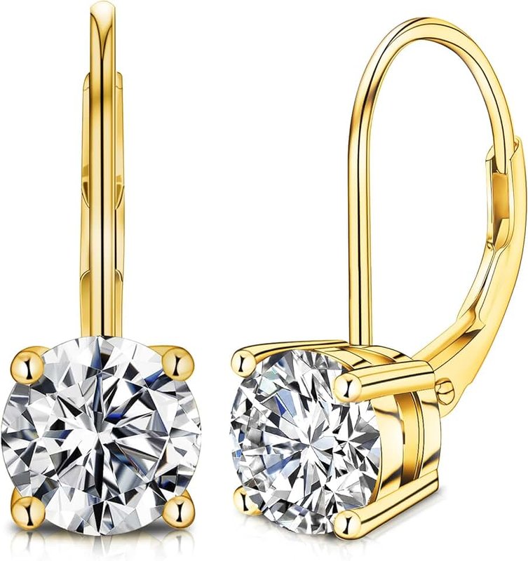 Lian Moissanite Earrings for Women 1.0ct-2.0ct D Color Brilliant Round Cut Lab Created Diamond Earrings 18K White Gold Drop Earrings S925 Sterling Silver Dangle Earrings