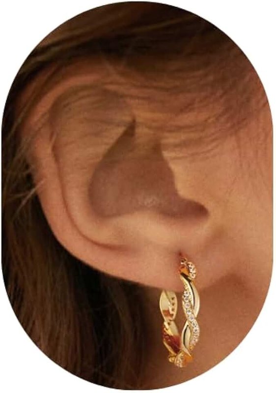 Macachii 925 Sterling Silver Hoop Earrings for Women | Twisted Hoop Earrings with Zirconia, Silver & 14K Gold Plated, Small, Large | Sparkling, Lightweight, Hypoallergenic