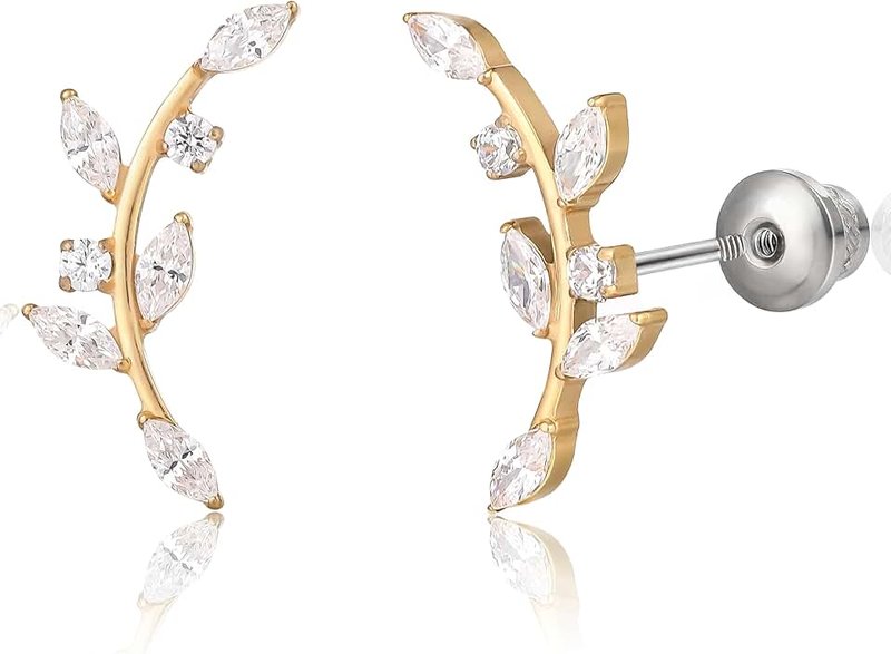 limerencia F136 Titanium Hypoallergenic Flat Back Earrings 20G Piercing Implant Grade G23 Screw Back Earrings Tragus Helix Cartilage for Women's Sensitive Ears