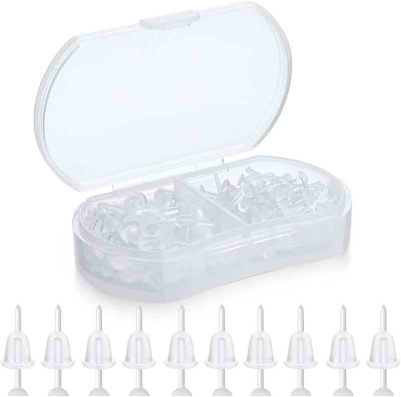 Formulen Formulen 200 Pcs Plastic Post Earrings - Clear, Rubber Silicone Studs for Sports & DIY