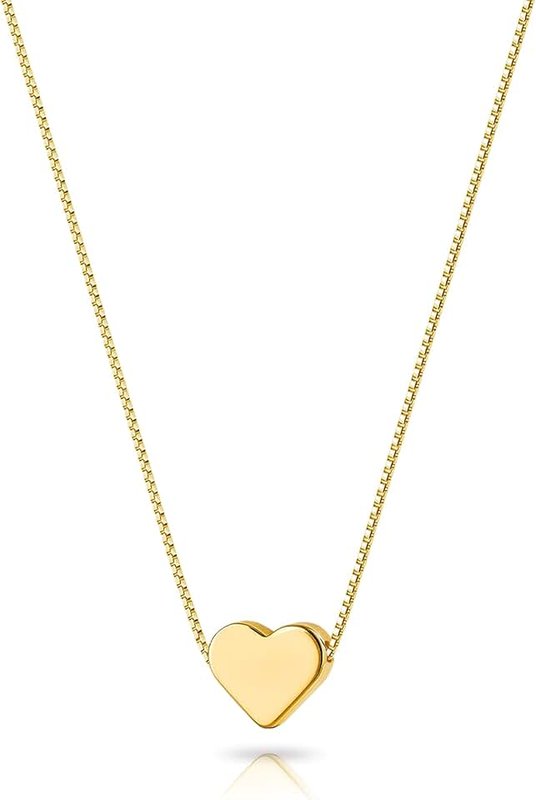 Zeffy Gold Heart Necklace for Women - Dainty Gold Necklace 14K Gold/Silver Plate Cute Heart Pendant Choker Necklaces Gold Love Heart Chain Necklace for Women Dainty Gold Jewelry Gifts for Women