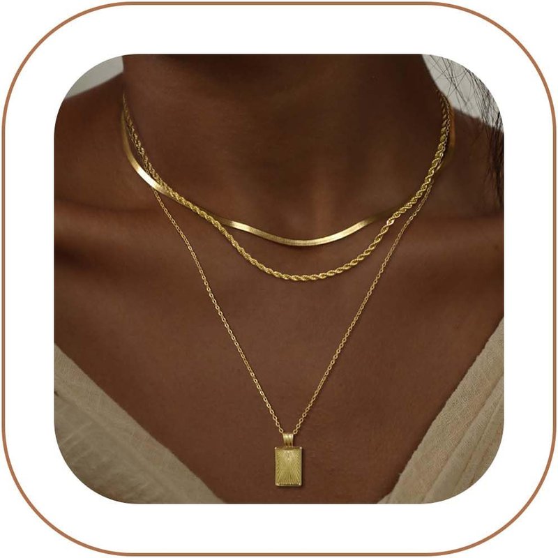 Kyerlyn Layered Gold/Silver Necklaces for Women, Stackable Stack 14K Real Gold Plated Silver Chain Necklace Circle Layering Fashion Pendant Necklaces Trendy Jewelry Set Gifts