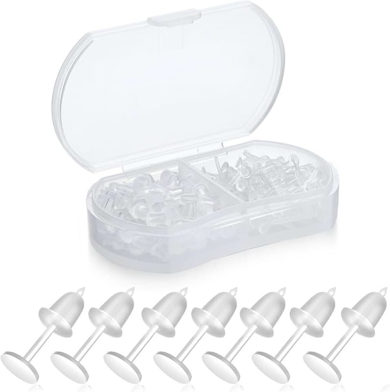 Formulen Formulen 5mm Clear Plastic Earrings, 100 Pieces, Clear Silicone Rubber Earring Backs, Sports, DIY