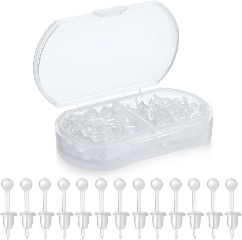 Formulen Formulen Clear Plastic Earrings, 200Pcs Studs - Silicone, Hyperallergic, Comfortable for Men & Women