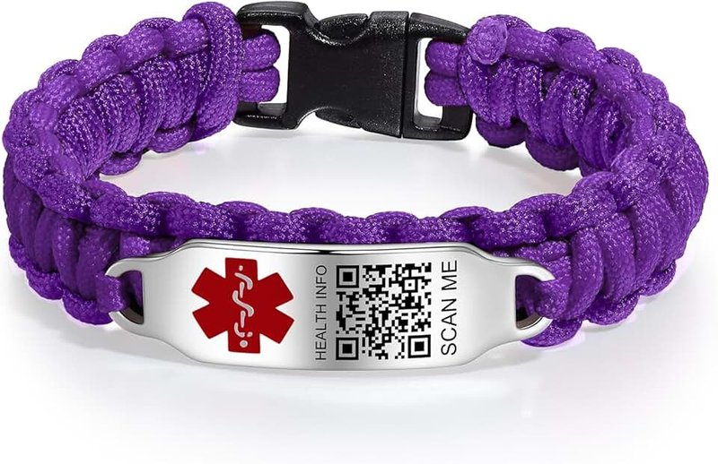 Theluckytag Medical Bracelets for Men & Women Kids with QR Code - Silicone Wristband, Fits Wrists Up To 9 inches - More Space Custom Adjustable Sport Emergency Medical Alert ID Bracelets Information