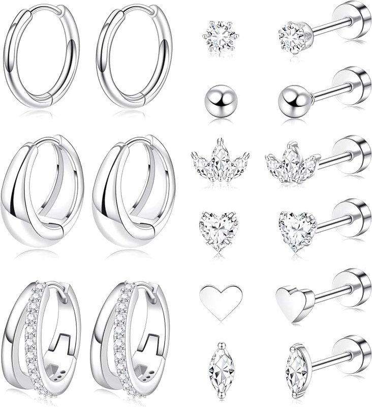 Zankulas Gold Flat Back Stud Earrings for Women Hypoallergenic Surgical Stainless Steel Flatback Stud Earring Set