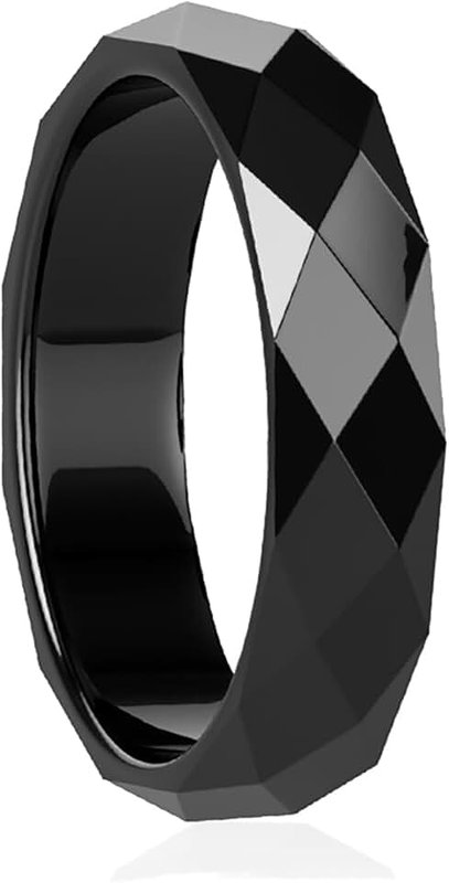 Hematite Ring for Women Men, Genuine Magnetic Black Stones Ring for Anxiety Balance Root Chakra, Absorb Negative Energy Jewelry Size 6-12