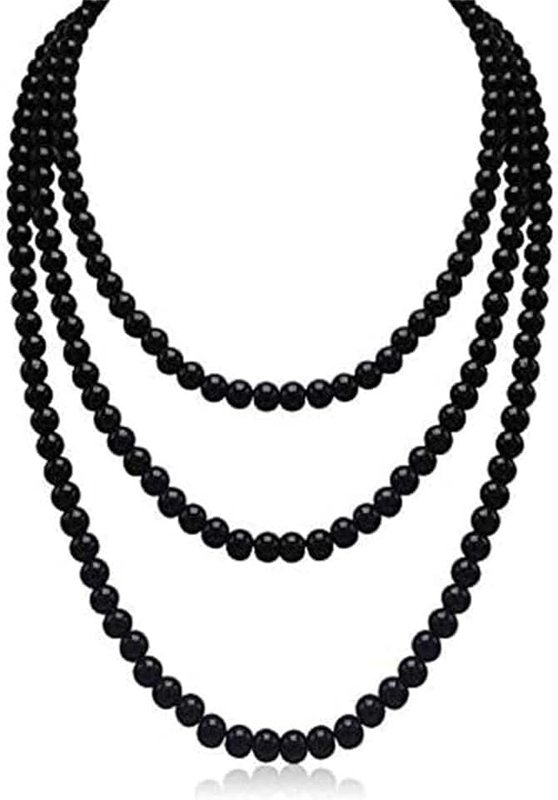 Kicomvi 1920s Gatsby Imitation Pearl Necklace Pearl Strands Flapper Beads Necklace for Women Costume Jewelry