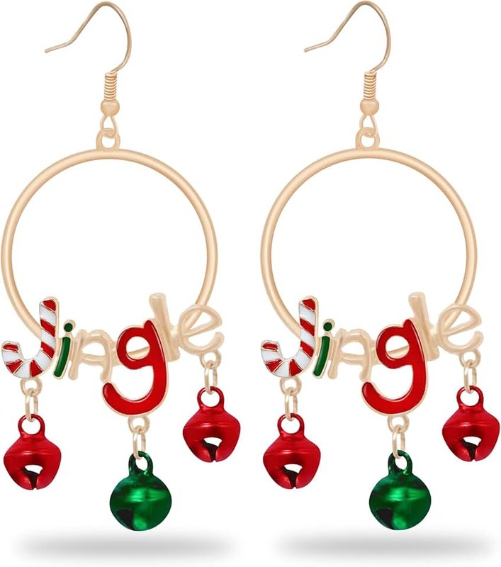 Mntgre Christmas Earrings, Christmas Accessories for Women, Christmas Jewelry, Holiday Earrings for Women, Black Cat/Jingle Bell