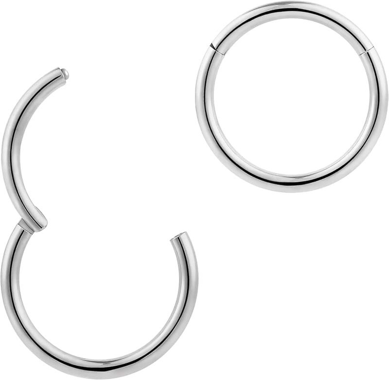 Pierced Koala 2PCS Titanium Nose Rings 20G 18G 16G 14G 12G 10G 8G 6G Septum jewellery Hinged Segment Ring Body Piercing Nose Hoop Lip Clicker Tragus Daith Eyebrow Ring Helix Cartilage Rook Earrings