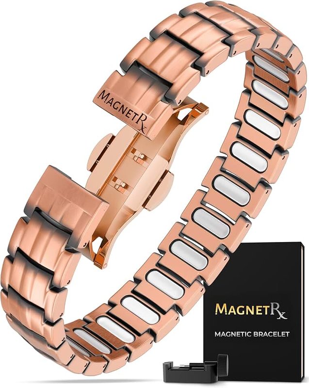 MagnetRX® Magnetic Copper Bracelet for Men — EllipseMAX 5X Strength 5,000 Gauss Magnets — Designed in USA & Patent Pending — Premium Adjustable Length