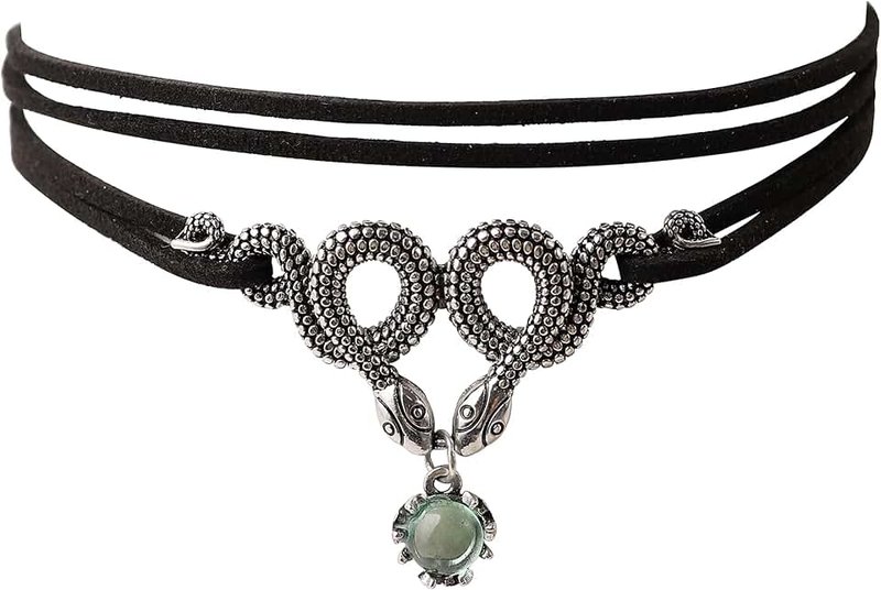 Hanary Gothic Snake Choker Necklace, Zinc Alloy Snake Pendant, Medusa Necklace, Goth Jewelry Gift for Women, Jewelry Gift for Women