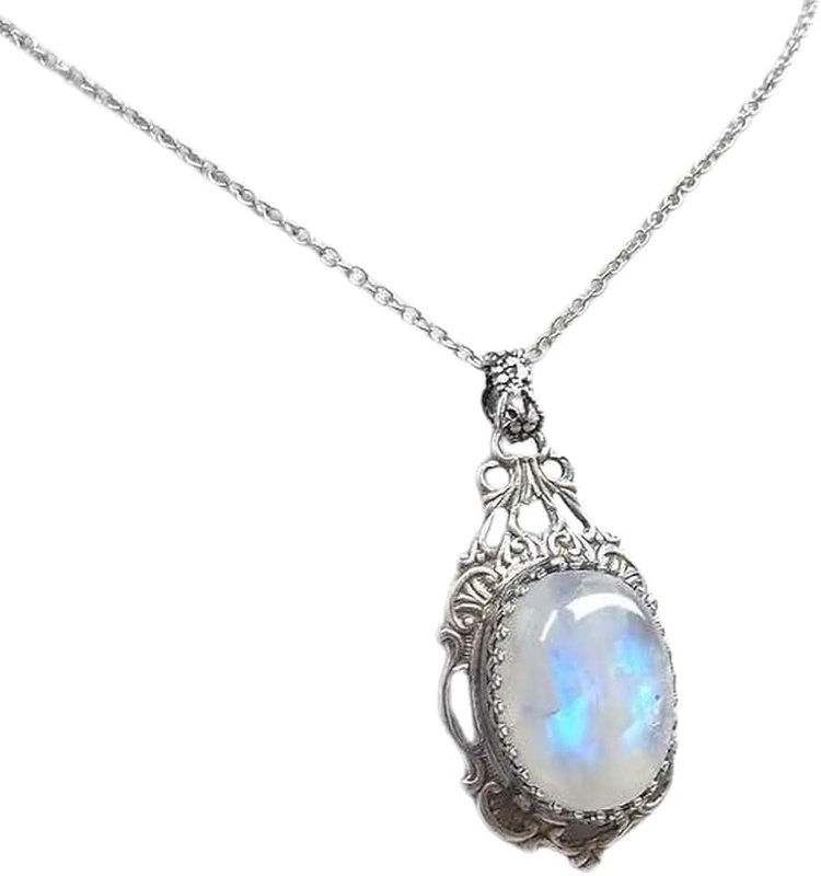 Generic Vintage Moonstone Necklace for Women - Moonstone Pendant & Gemstone Necklace Gift for Her