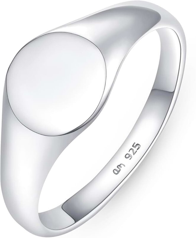 Amberta Solid 925 Sterling Silver Signet Ring for Women | Pinky Ring for Women | Silver Stackable Rings | Silver Ring for Women